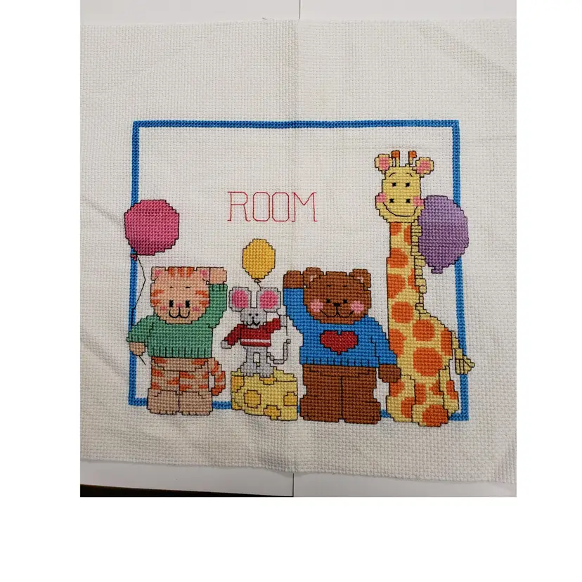 Vintage Cross-stitch Piece Animal And Room Theme