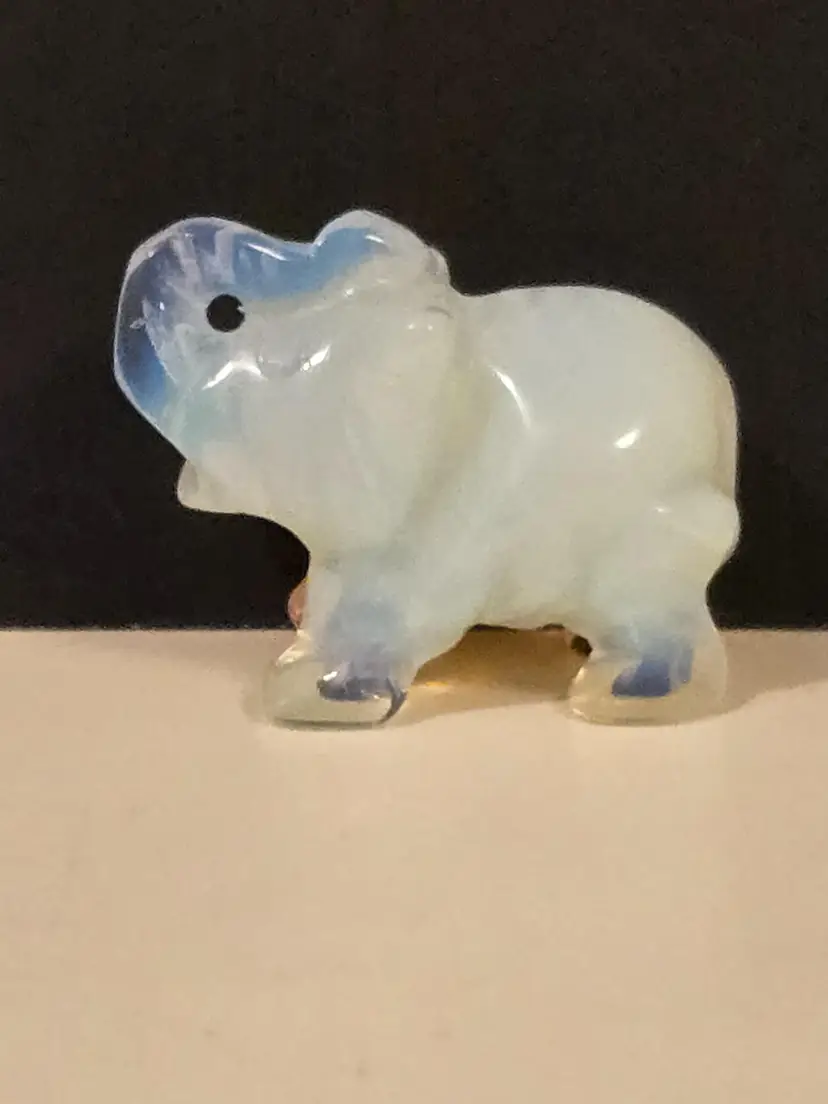 Carved Opalescent Stone Elephant Figurine
