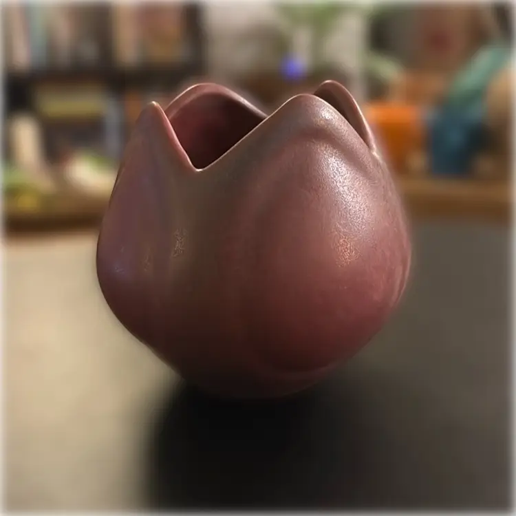 Vintage Van Briggle Art Pottery Mulberry Tulip Vase / Planter - 4” tall