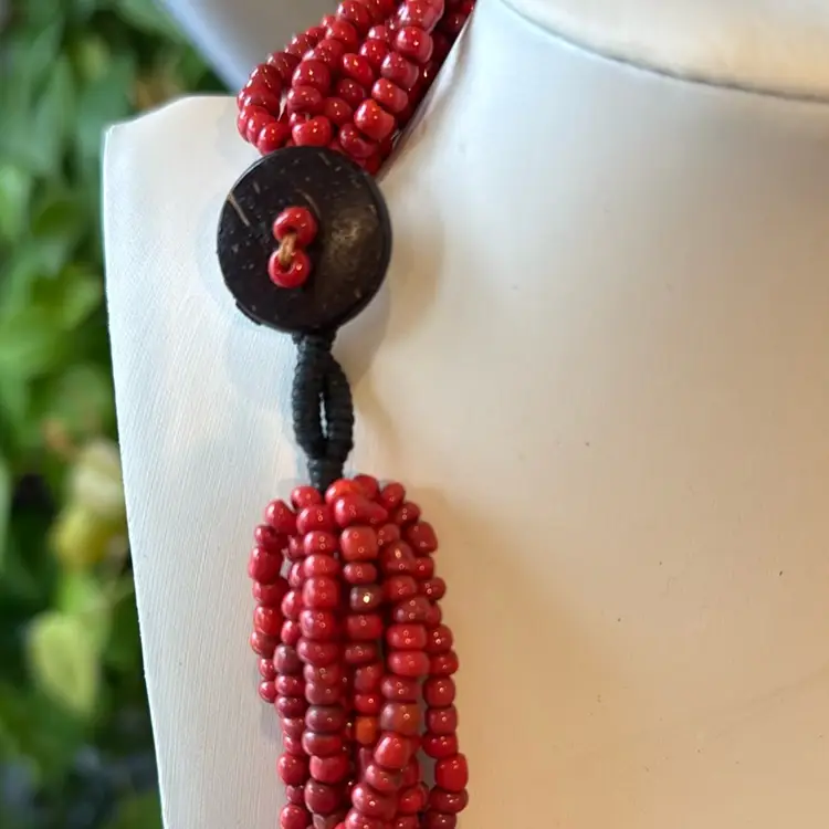 Vintage Genuine Red Coral Necklace And Bracelet Set