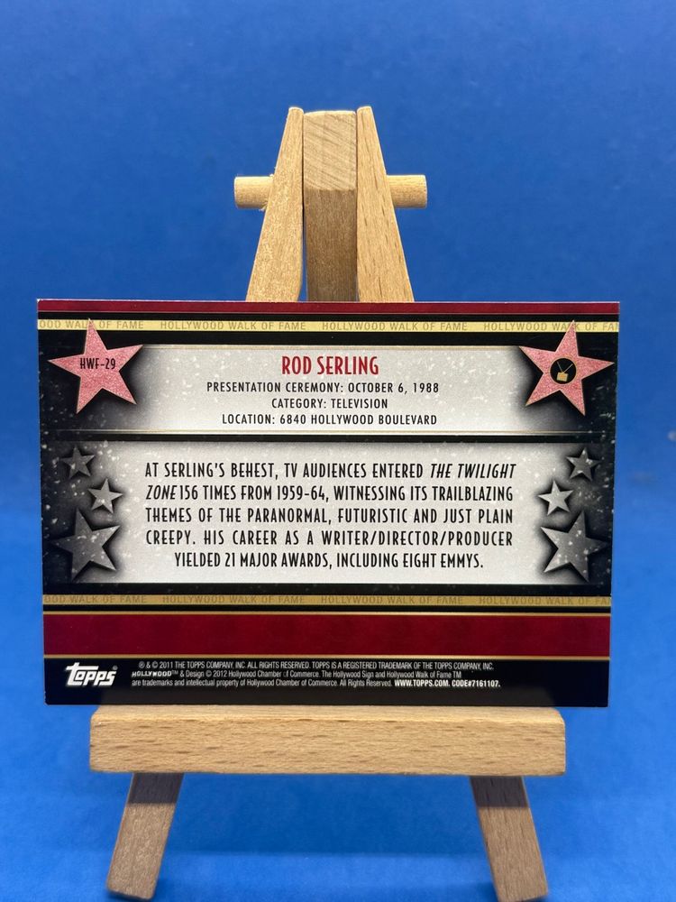2011 Topps American Pie Rod Serling Hollywood Walk Of Fame HWF-29