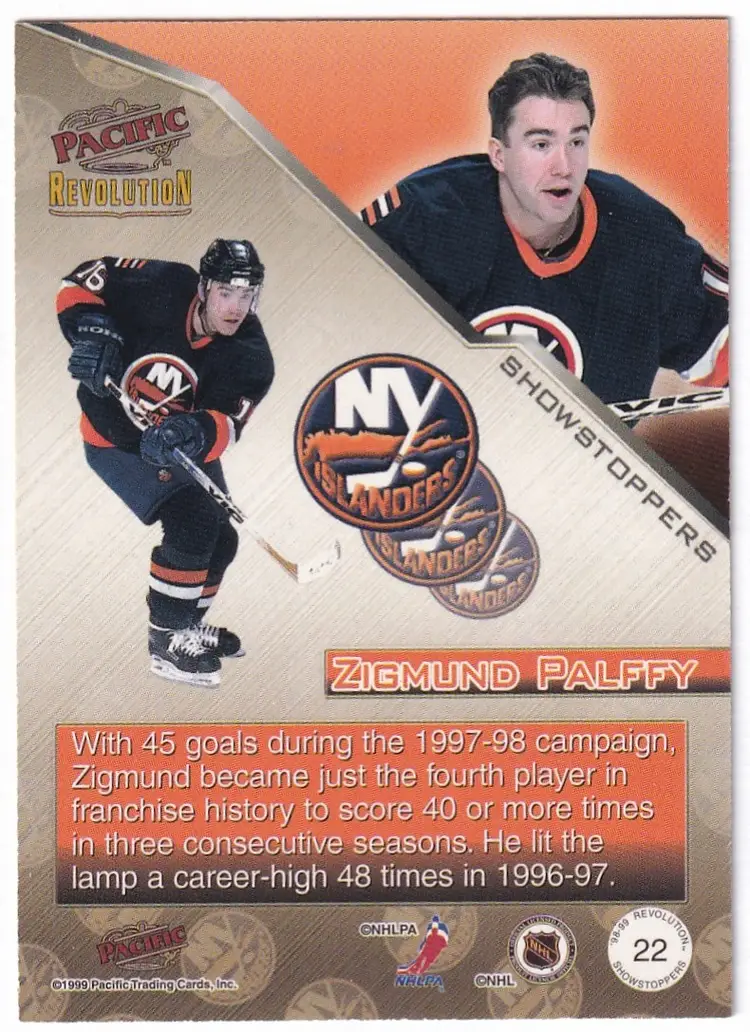 1998-99 Revolution Showstoppers #22 Zigmund Palffy New York Islanders Hockey Card