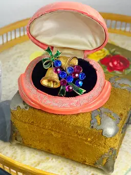 Vintage Trifari Crown Christmas Bell Brooch