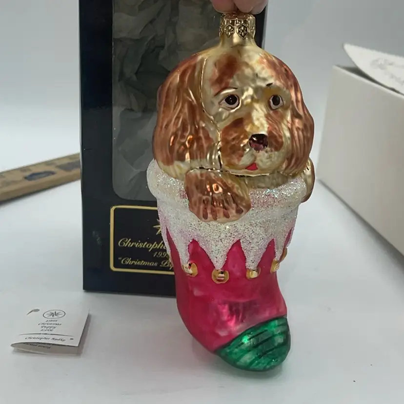 Christopher Radko 1995 Christmas Puppy Love Ornament With Box