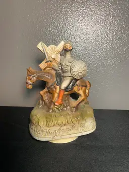 VINTAGE DON QUIXOTE MUSIC BOX FIGURINE SANKYO JAPAN THE IMPOSSIBLE DREAM
