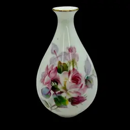 Vintage Noritake Hand Painted Bone China Floral Rose Vase Nippon Toki Artist Signed