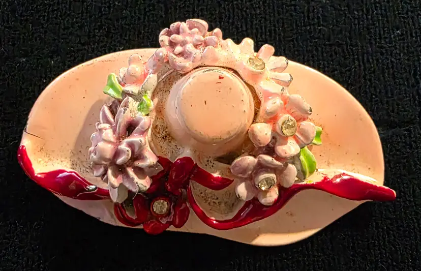 Enamel on Metal "My Fair Lady" Hat Brooch