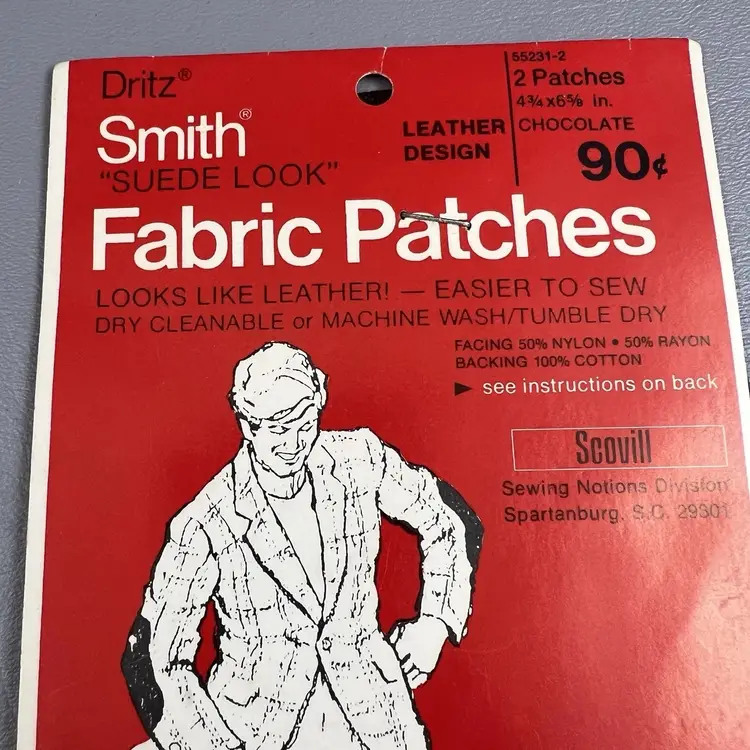 Vintage Dritz Smith Suede Look Fabric Patches Chocolate Leather Design
