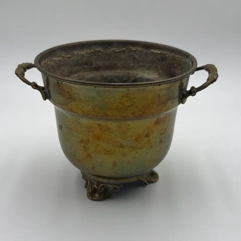 Brass Cauldron Planter Pot with Awesome Patina