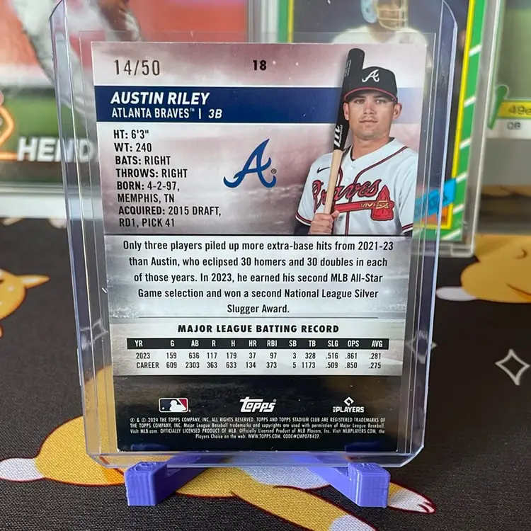Austin Riley 2024 Topps Stadium Club Blue Parallel 14/50 - Atlanta Braves