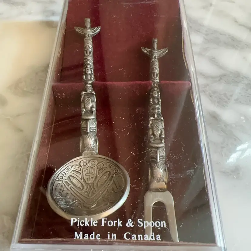 🔔 First Nations Pewter Pickle Fork And Spoon