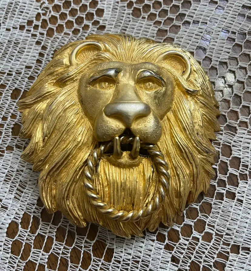 Paquette Lion Belt Buckle Large Gold Tone Detailed King Of The Jungle Designer Accessory Vintage