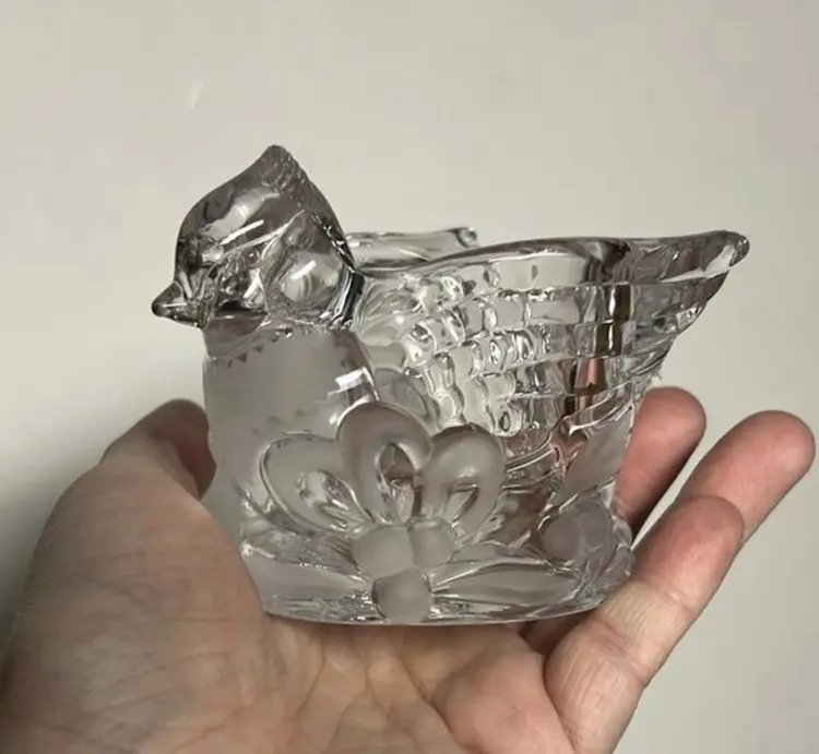 Clear Glass Cardinal Candle Holder