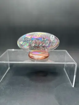 Fenton 1980 FAGCA Pink Iridescent Dealer Store Display Sign Plaque Logo 5" Long