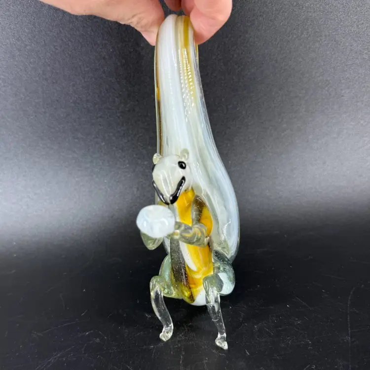 Hand-Blown Art Glass Squirrel Figurine AS IS