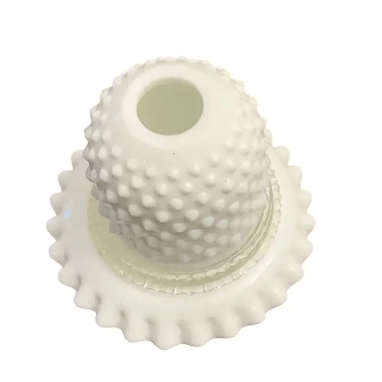 Fenton 3 Piece Milk Glass Hobnail Fairy Lamp 9”x 6”