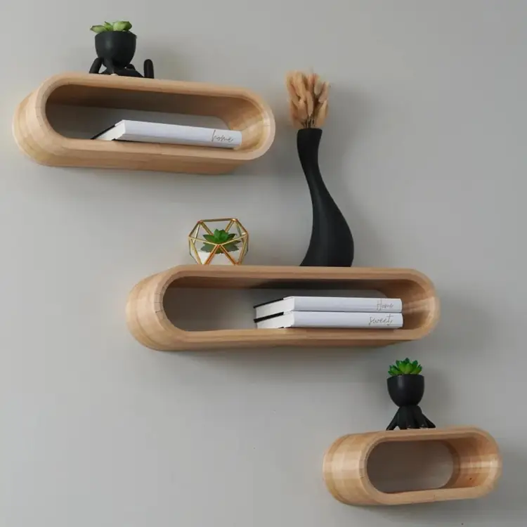 Mid-Century Modern Curved Floating Shelves