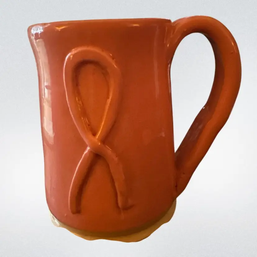 Vtg Art Pottery Coffee Cup/Mug In Honer Of Breast Cancer.  Hand Thrown/Marked.
