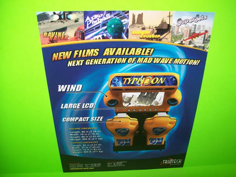 Triotech TYPHOON Original NOS Video Arcade Game Simulator Promo Sales Flyer