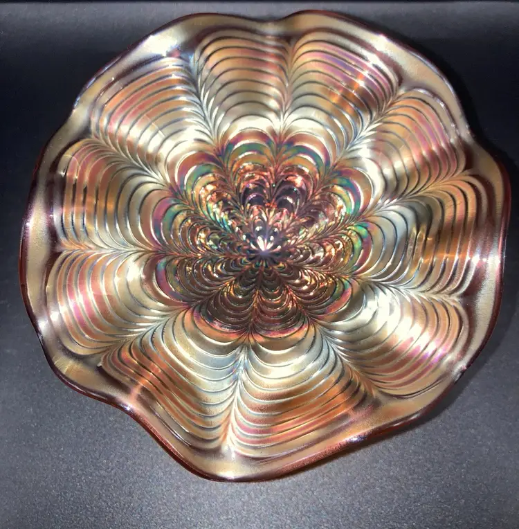 Vintage Fenton Peacock Tail Amethyst Carnival Glass Compote! UV Reactive! 6” Wide 4 1/2” Tall. No Condition Issues!