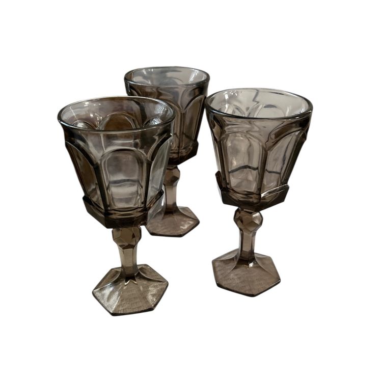 3 Vintage Fostoria Virginia Brown Mocha Stemmed Glasses