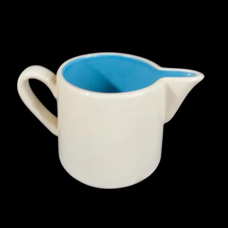 014. Vintage 3” MARCREST Swiss Alpine Chalet CREAMER Blue & Green 1960s