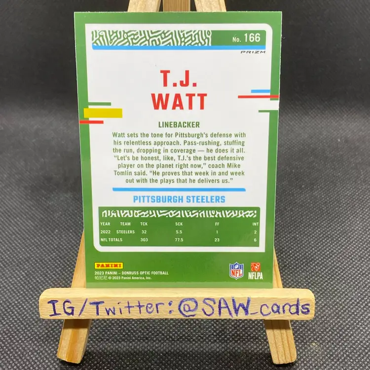 T.J. Watt 2023 Panini Donruss Optic Blue Stars Pittsburgh Steelers