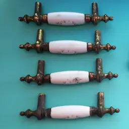 Vintage Amerocke Drawer Pulls White Ceramic Home Decor Furniture Restoration