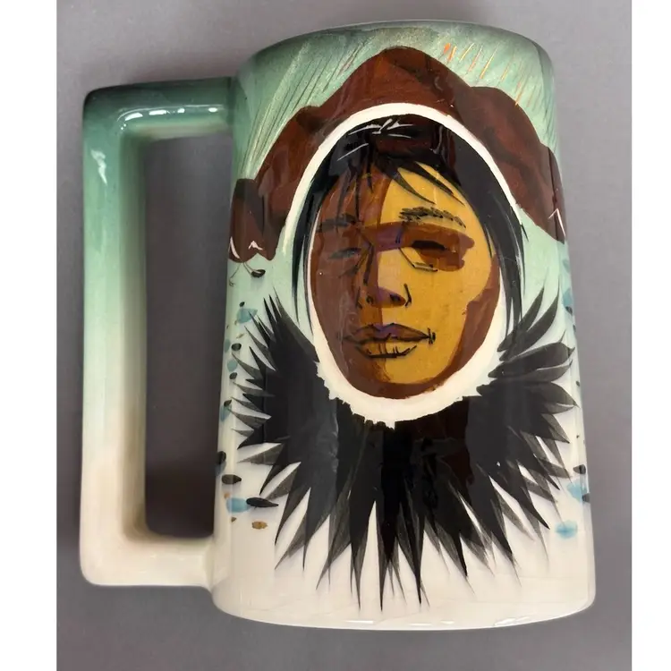 Two Vintage MCM Sascha Brastoff Alaska Hand Painted Mugs, SIGNED