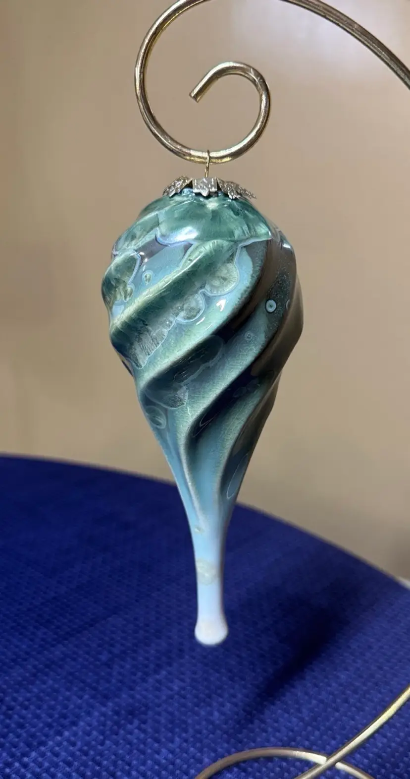 Bill Campbell pottery crystalline christmas ornament 7” long