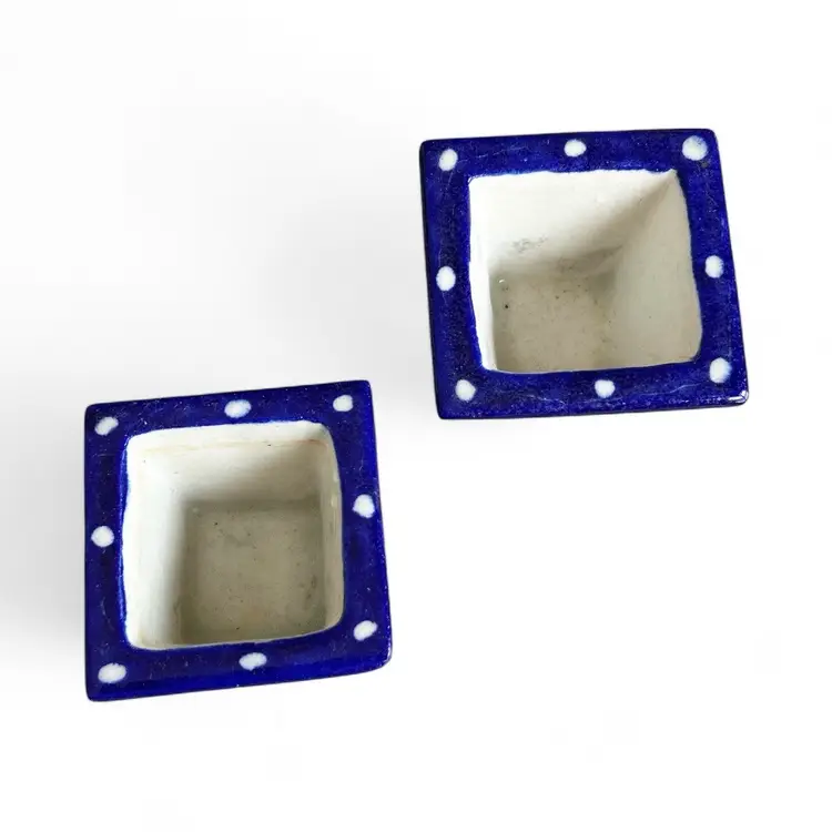 White And Cobalt Blue Chinese Ceramic Votive Candle Holders Or Planters