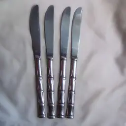 Vintage REED & BARTON/REBACRAFT 4 Stainless Steel  Bamboo Dinner Butter Knives Replacement