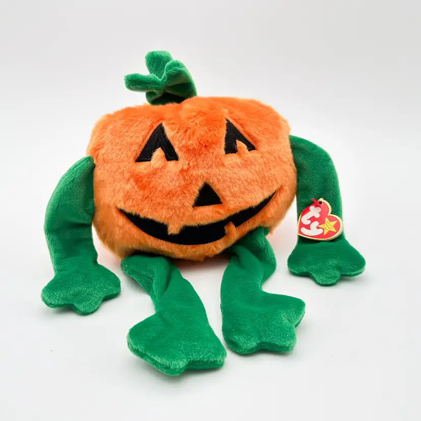 Ty Beanie Buddy Pumkin' Halloween Jack O Lantern 8" W x 6.5" H B25
