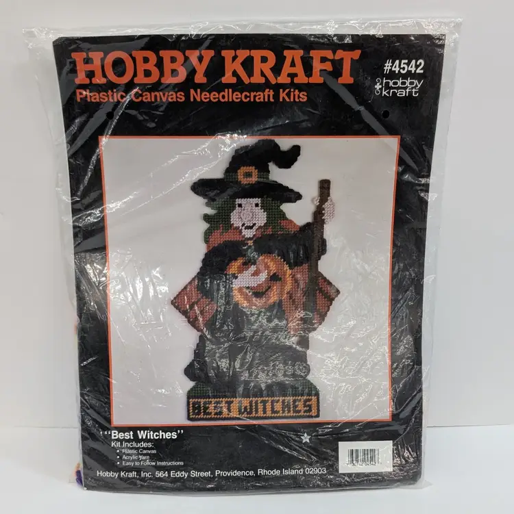 Vintage Hobby Kraft 4542 Best Witches Plastic Canvas Needlecraft Halloween + CAT Pattern