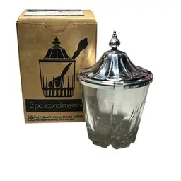 Vintage Glass Condiment Jar For Jelly, Jam Or Sugar. * Spoon 🥄 Was Missing