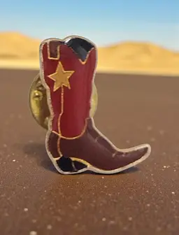 Vintage Gold Tone Enamel Western Cowboy Boot Pin