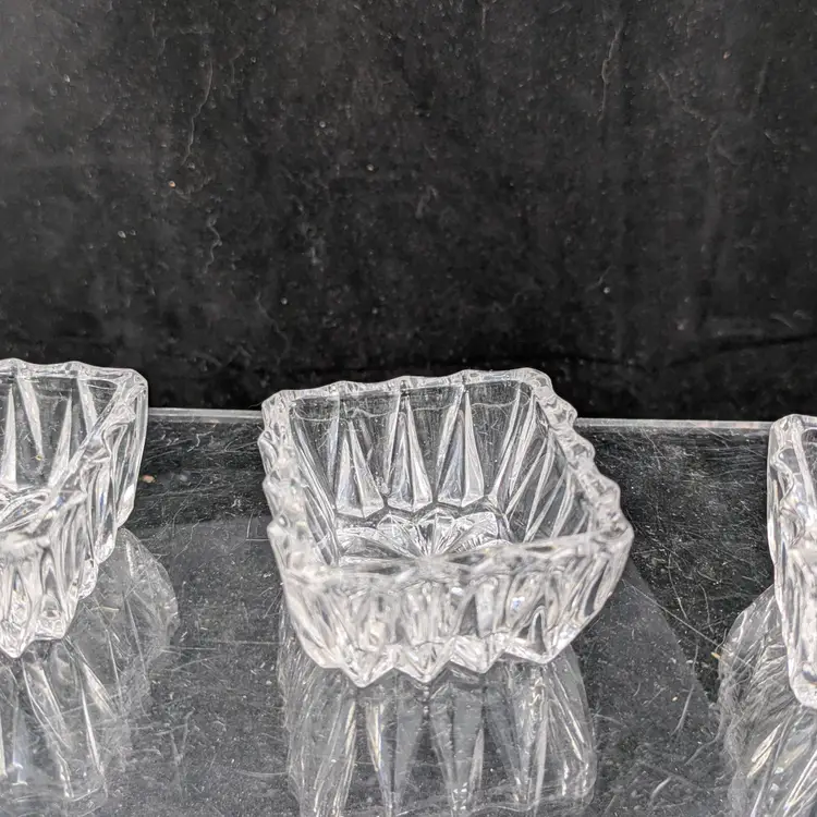 3 Clear Square Salt Cellars