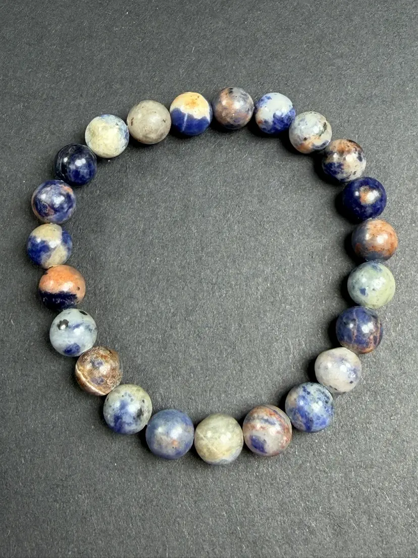 Natural Sodalite Stretch Bracelet 9mm Beads Stone Crystal 6.75" Healing