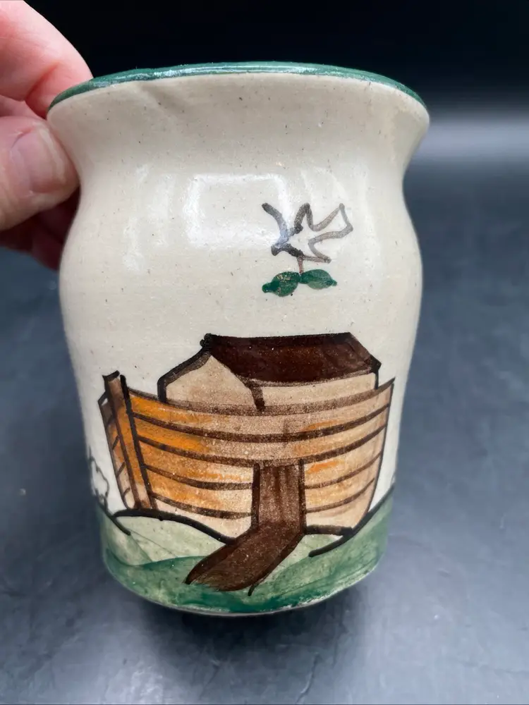 G Miller Signed Noah’s Ark Votive Candle Holder Pottery