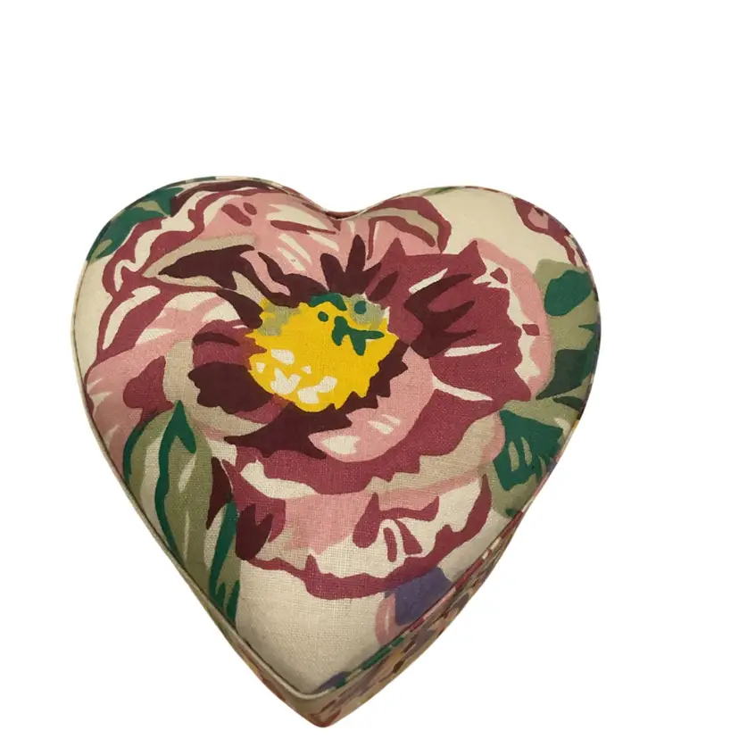 Heart Shaped Fabric Covered Trinket Box