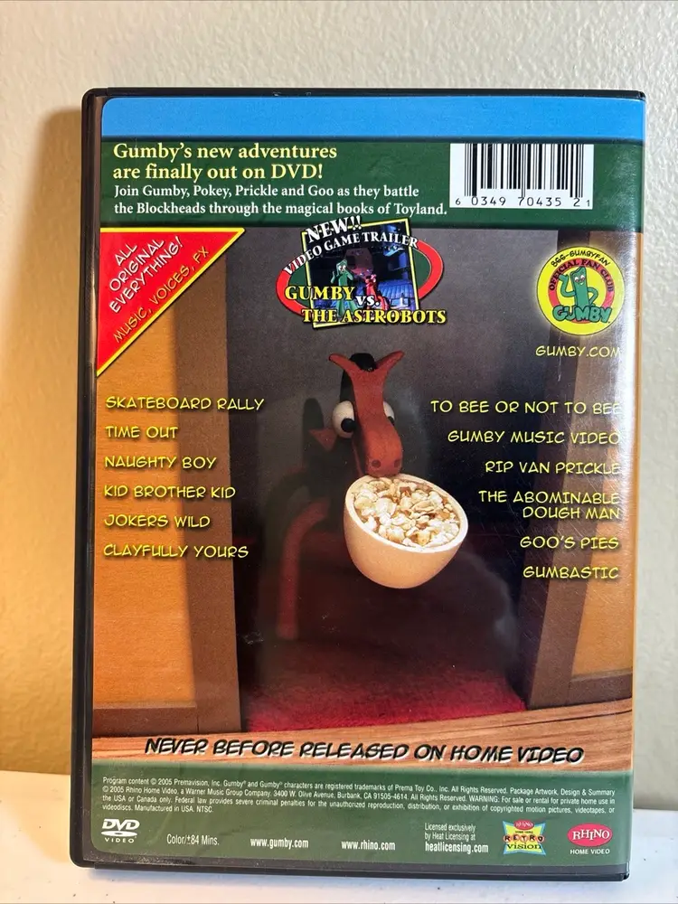 The Very Best New Adventures of Gumby DVD, 12 Great 80’s Episodes, Like New