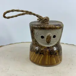 Vintage Stoneware Owl Bell 3”
