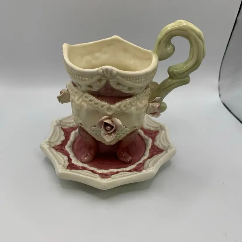 Vintage Victorian Style Footed Cup and Saucer