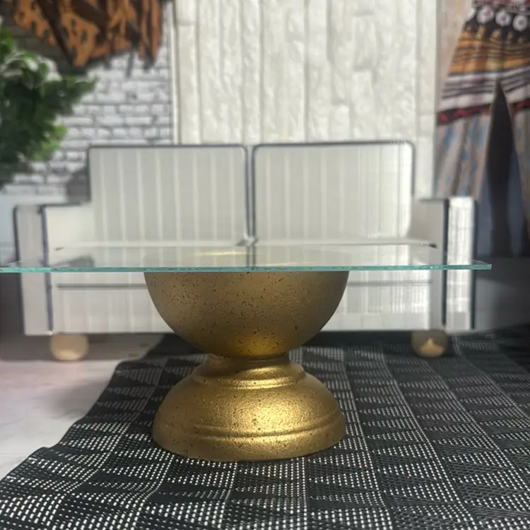 Gold And Glass Custom OOAK Coffee Table