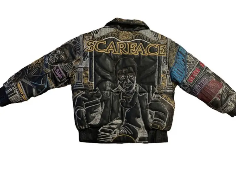 Rare Scarface Embroidered Genuine Leather Jacket Youth