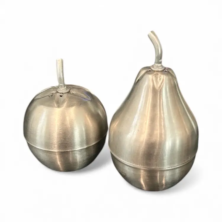 Stainless Steel Apple And Pear Salt And Pepper Shakers