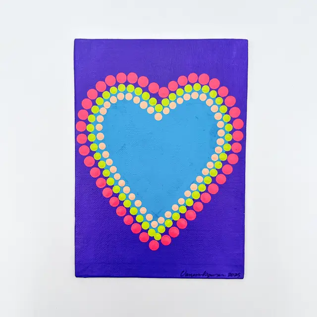 Valentine's Day Heart Dot Painting Blue on Purple