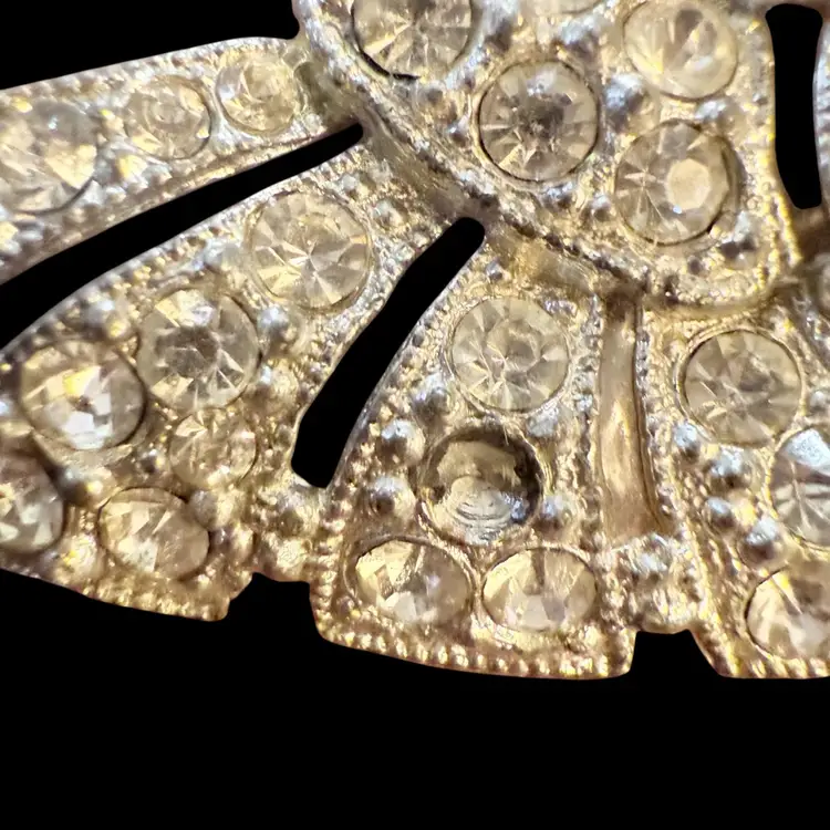 Pot Metal And Paste Stone Art Deco Brooch 3” AS IS