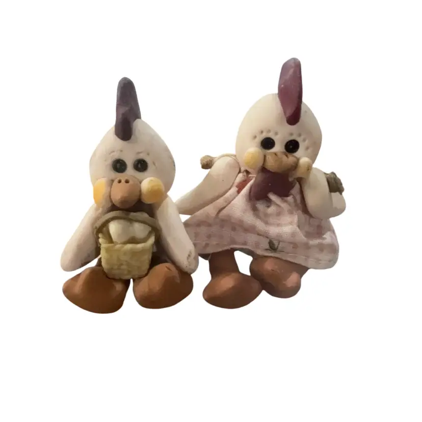 Miniature Rooster And Hen With Wired Legs