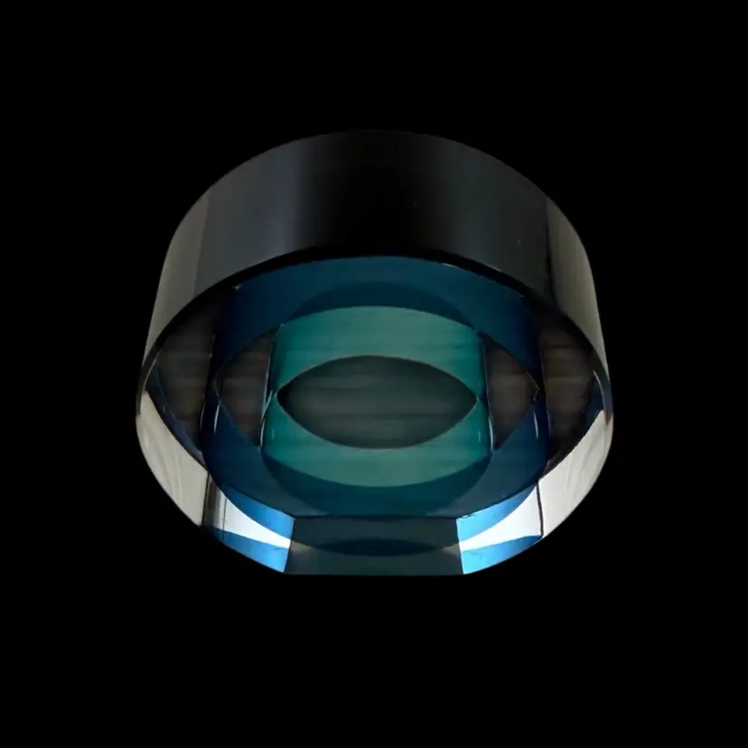 Kosta Boda Geometric Blue Toned Circle Paperweight Signed